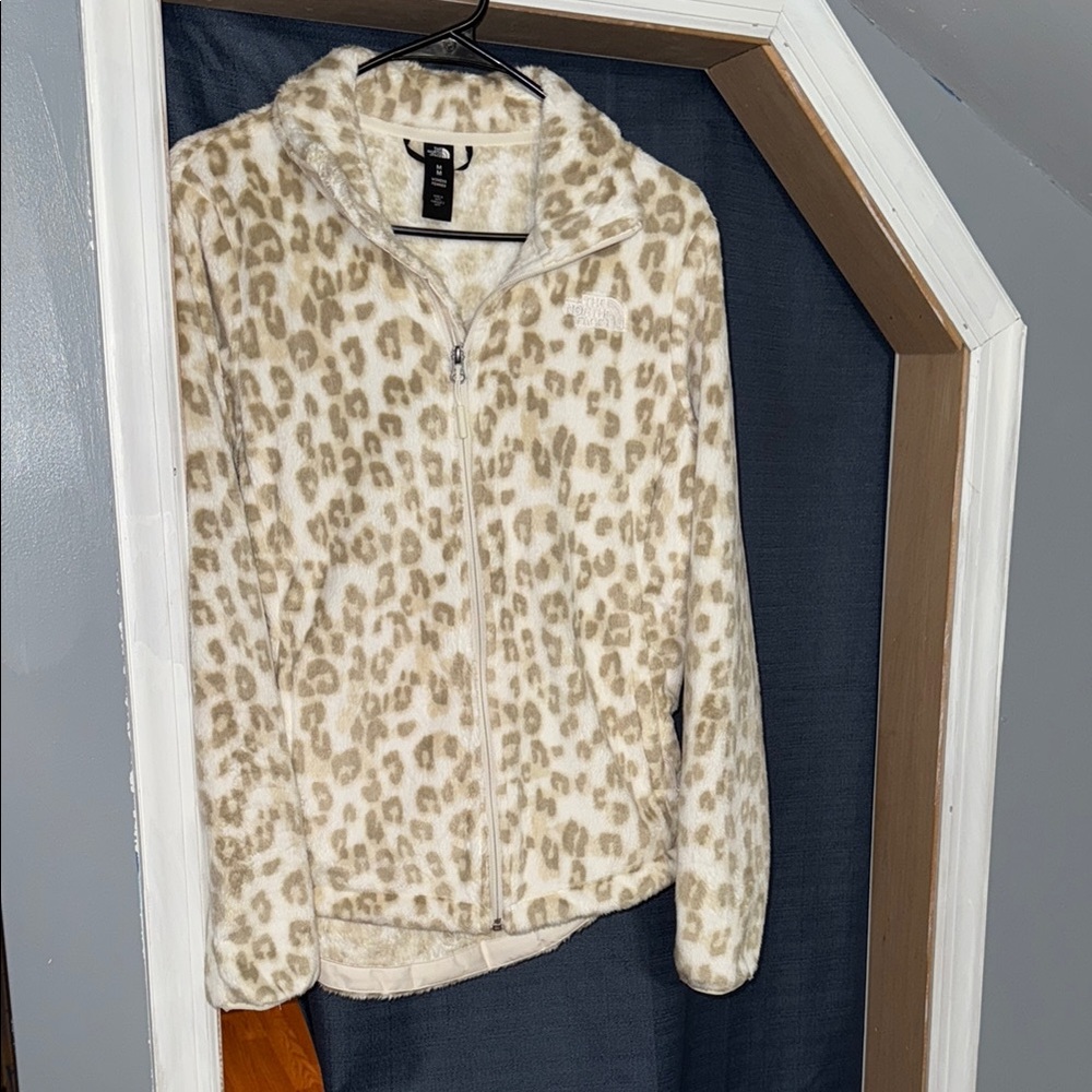 The North Face Cream Teddy Jacket with Animal Print